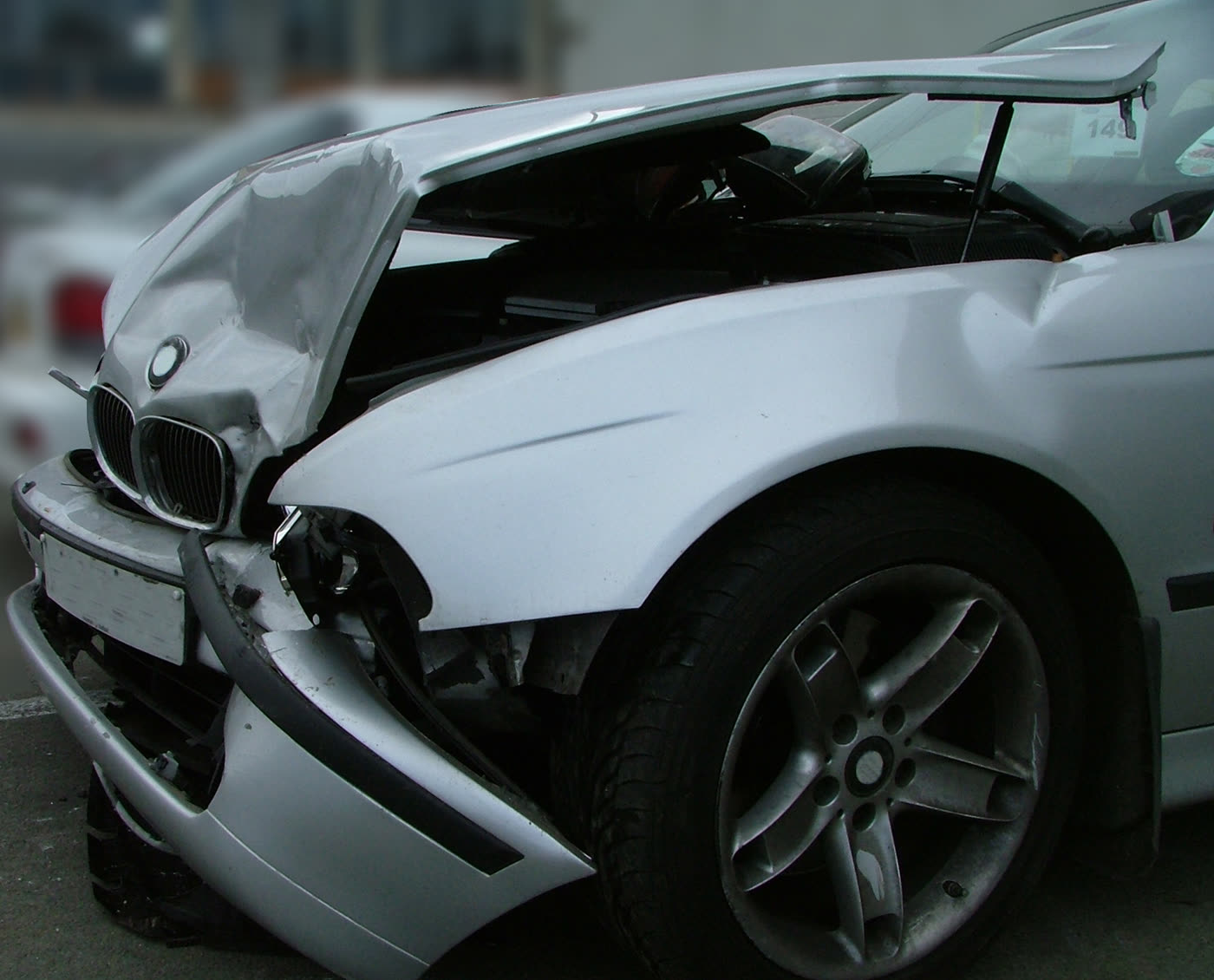 Front-end damage after a car accident